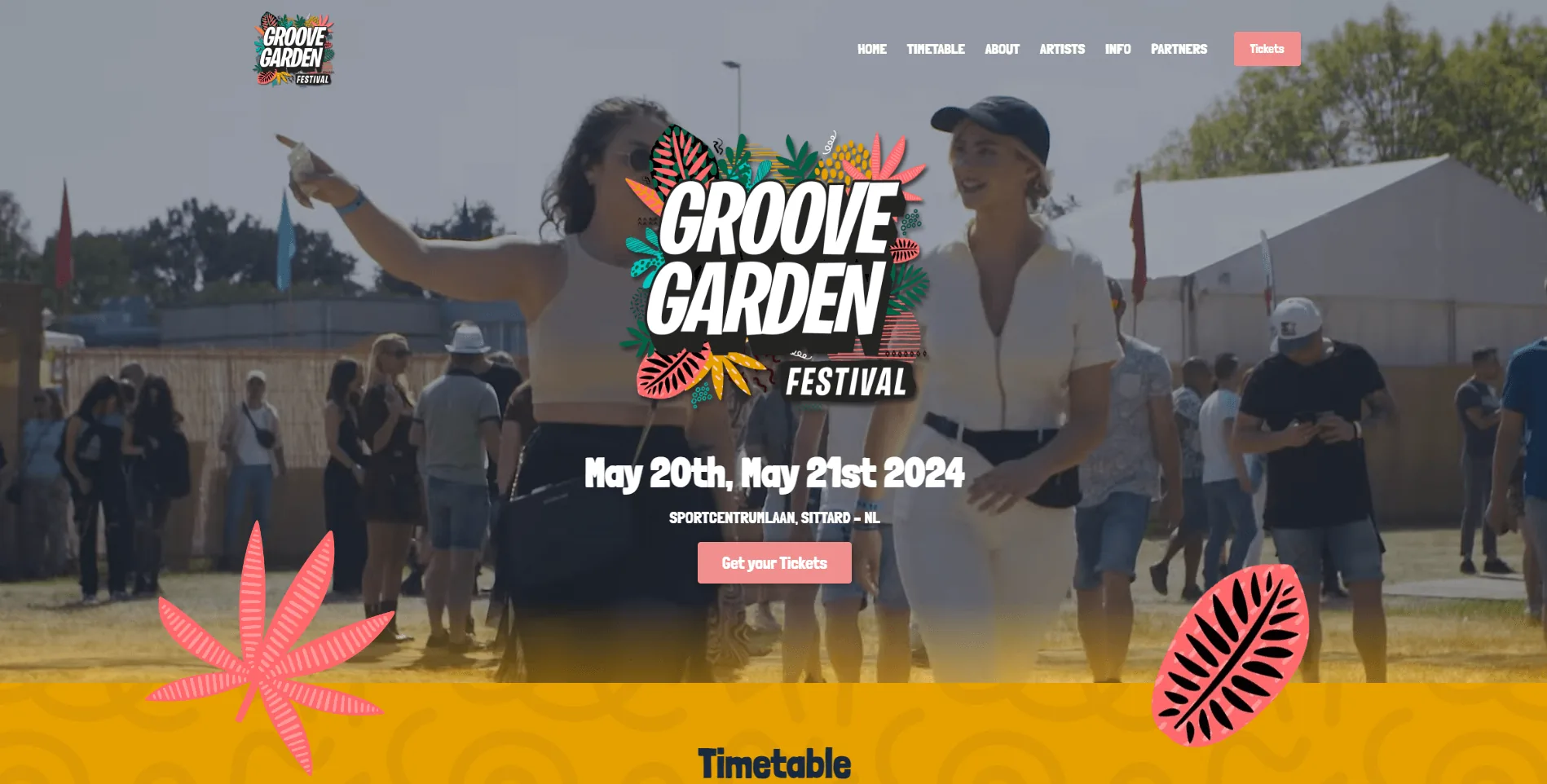 De website van Groove Garden Festival, gebouwd door Vimonto