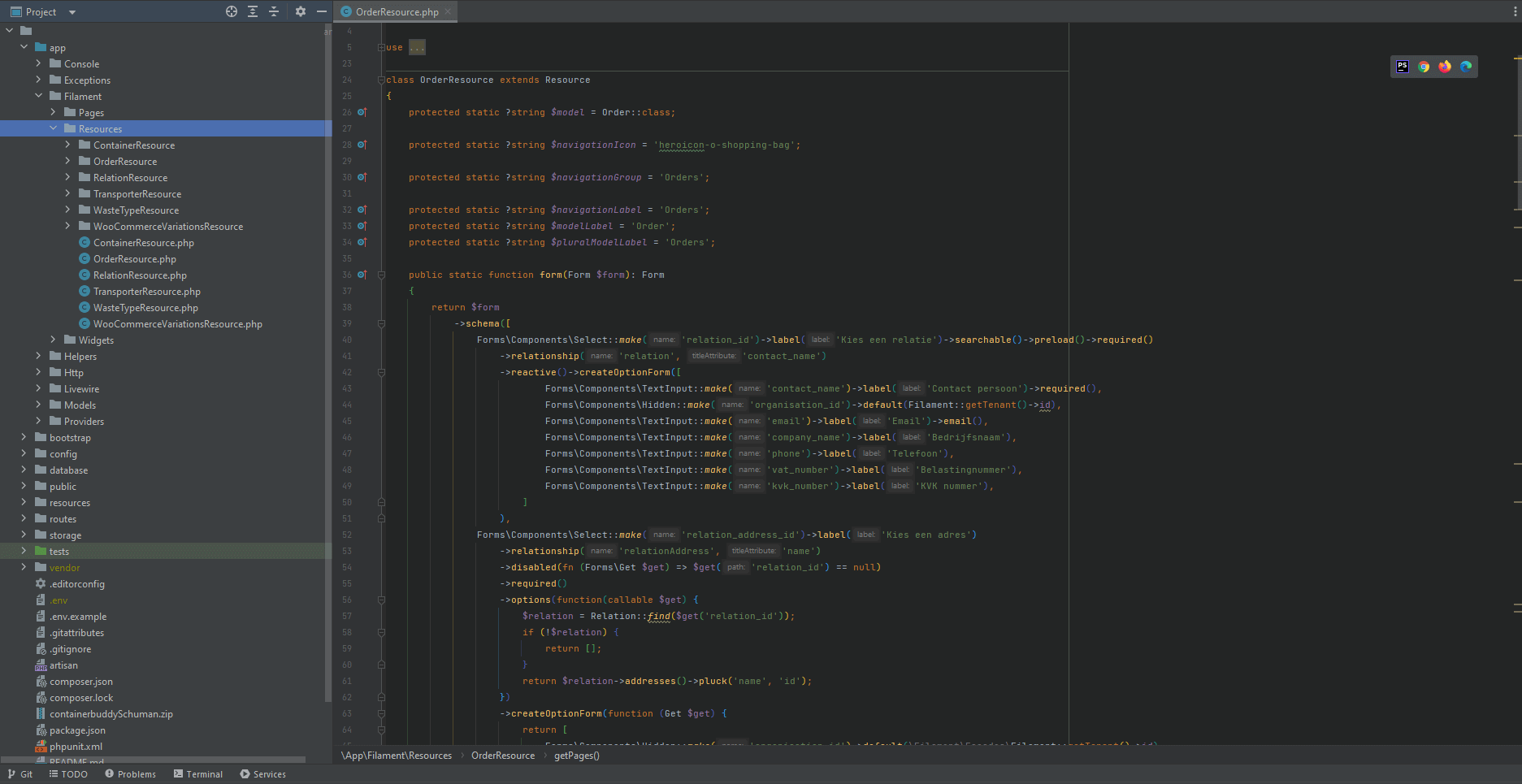 De broncode van een maatwerk Laravel-webapplicatie van Vimonto