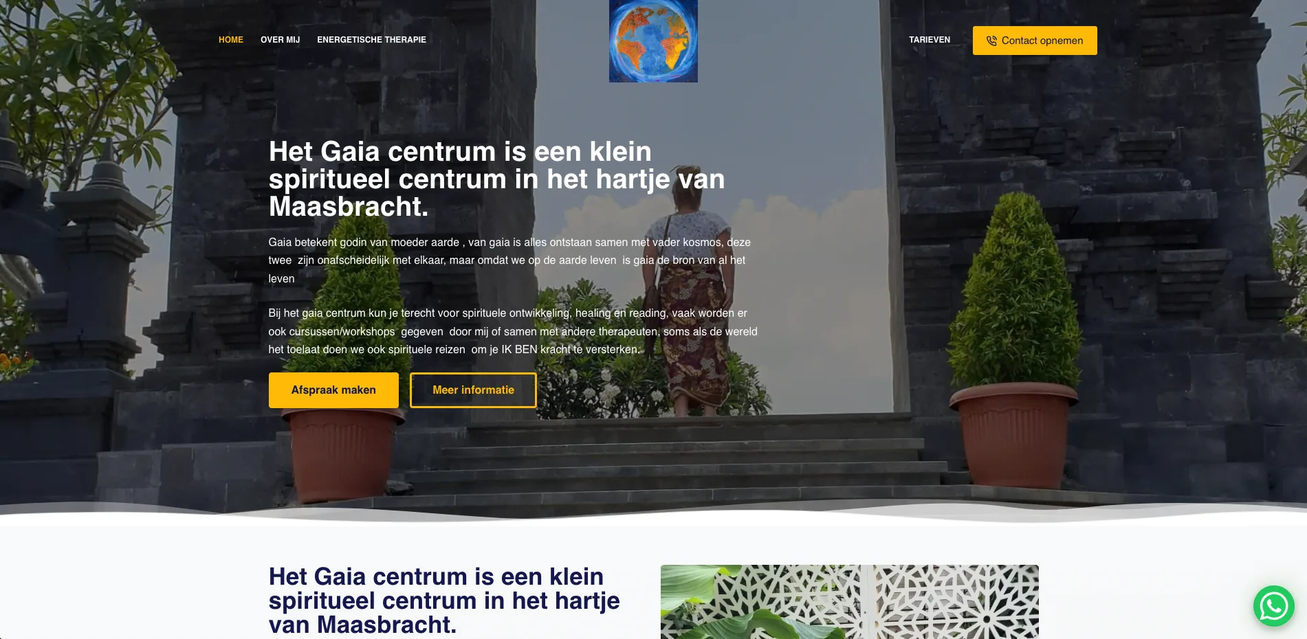 De homepage van Gaia Centrum Maasbracht, gebouwd door Vimonto