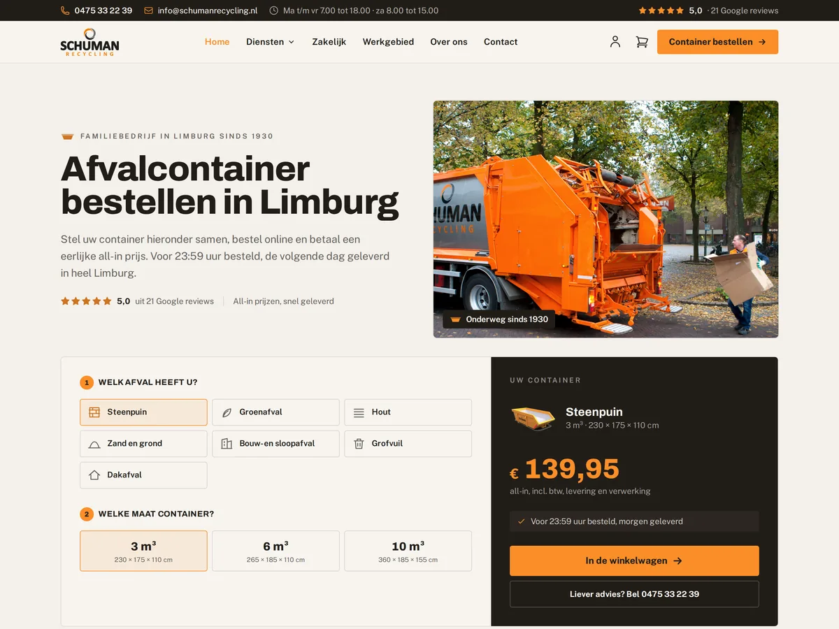 Schuman Recycling website door Vimonto