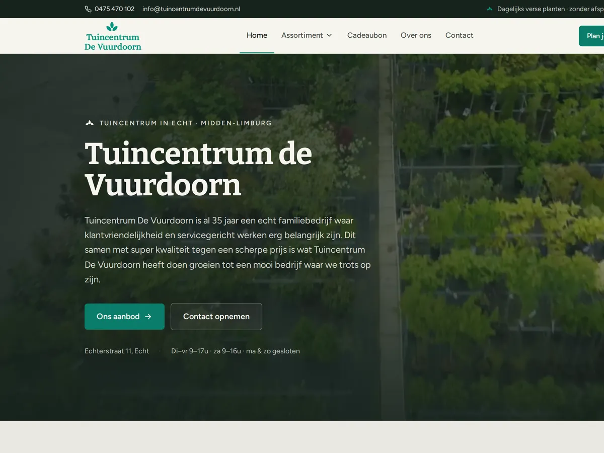 Tuincentrum de Vuurdoorn website door Vimonto